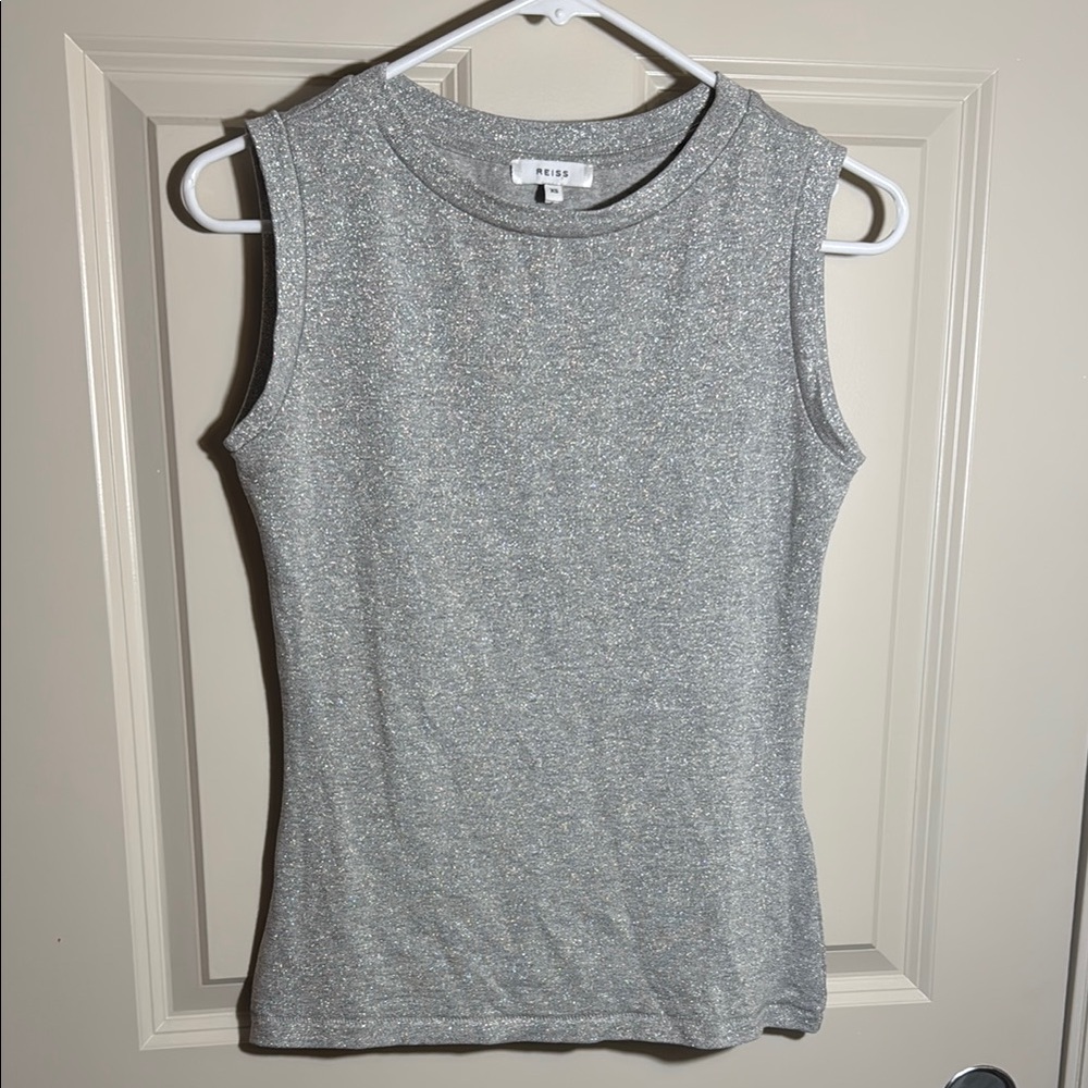 Reiss Gray Sparkly Sleeveless Top